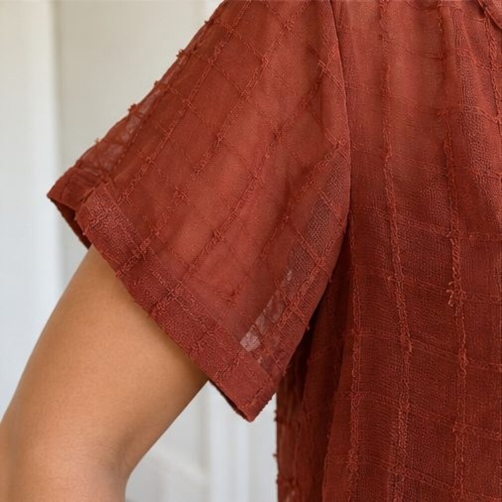 Rust Puff Sleeve Top - Picture 5 of 6